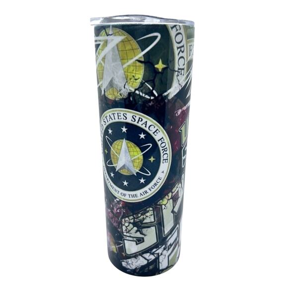 USA Space Force Inspired 20 oz Skinny Tumbler Custom, Straw & Lid Included, New - Picture 4 of 4
